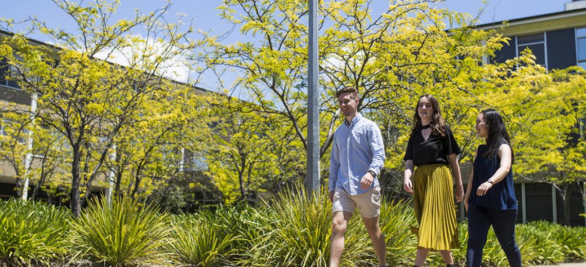 Students Spring courtyard